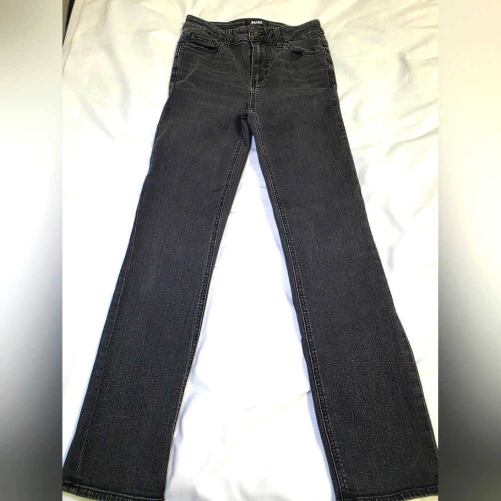 PAIGE Straight Leg High Rise Cindy Jeans- Size 25 Stonewash Black